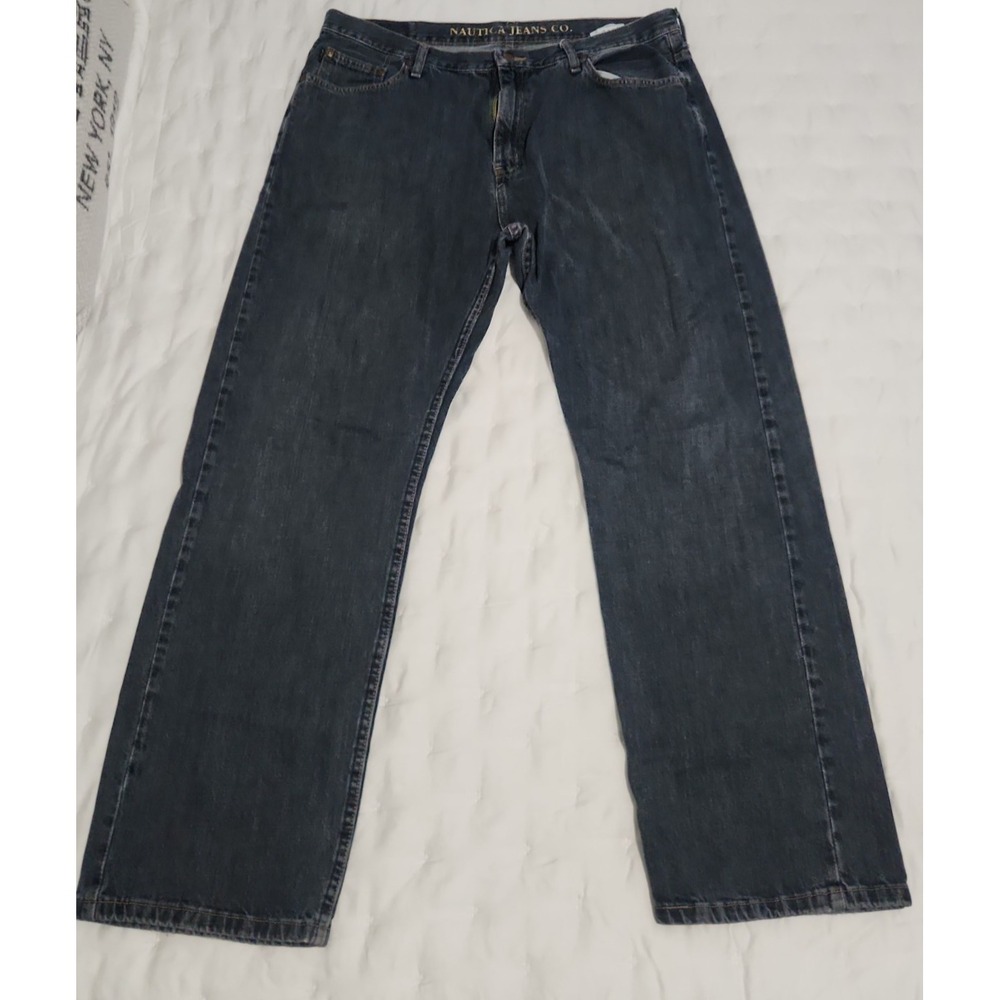Nautica Men's Blue Jeans 38x32 100% Cotton Faded Denim RN67835 Made in Mexico